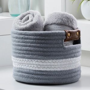 NWT Better Homes & Garden Rope Vanity Basket Silver